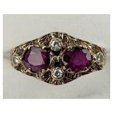 21KT Gold Victorian Style Ruby & Diamond Ring.