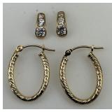 14KT Gold Hoops & Cubic Zirconia Post Earrings.