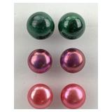 14KT Gold Assorted Colored Pearl Stud Earrings.