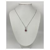 14KT Gold Pink Sapphire  Pendant Necklace.