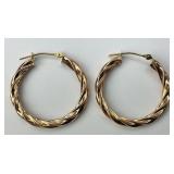 14KT Rose Gold Twisted Rope Hoop Earrings.