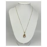14KT Gold Victorian Style Opal Pendant Necklace.