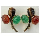 12KT Gold Fill Scarab Gemstone Earrings.