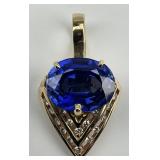 Gold Sapphire & Diamond Accent Pendant.