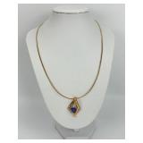 14KT Gold Tanzanite & Diamond Pendant Necklace.