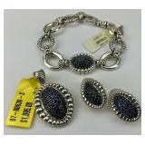 4pc Sterling Lagos Muse Blue Sapphire Jewelry.