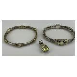 18KT & Silver Peridot Caviar Pendant & Bracelets.