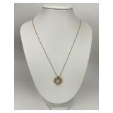 14KT Gold Cubic Zirconia Heart Pendant Necklace.