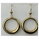 14KT Gold Hoop Dangle Earrings.