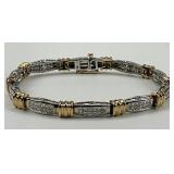 14KT White & Yellow Gold Diamond Tennis Bracelet.