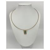 14KT Gold Black Opal & Diamond Pendant Necklace.