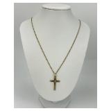 10KT Gold Cross & Diamond Pendant Necklace.