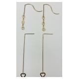2 Pairs of 14KT Gold Threader Style Earrings.