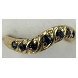 14KT Gold Sapphire Wave Ring.
