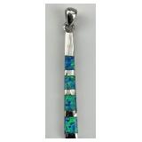 Sterling Silver Inlaid Fire Opal Pendant.