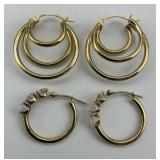 2 Pairs of 14KT Gold Hoop Earrings.