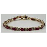 14KT Gold Diamond & Ruby Tennis Bracelet,