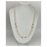 Vintage 14KT Gold Accent & Pearl Bead Necklace.
