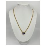 14KT Gold Amethyst & Diamond Pendant Necklace.