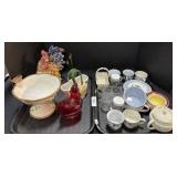 Hen On A Nest, Teacups, Plates, Measuring Cups.