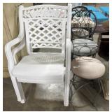 (3) Wrought Iron French Prov. Style Stools, Patio