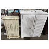 Vtg Wicker Cabinet, French Provincial Style