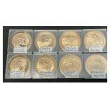 8 Solid Bronze Commemorative Coins.
