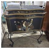 Vtg Chinoiserie Black Lacquer Accent Cabinet.