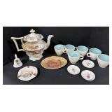 Floral Teapot, 6 Floral Mugs, Birthday Bell.