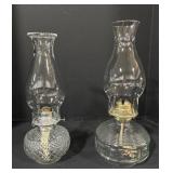 2 Glass Kerosine Lamps.