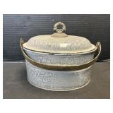 Agateware Oval Lunch Pail.