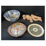Handpainted Bowl, Platter & Plate, Figurine.