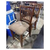 (2) Wooden Slatback Hightop Chairs.