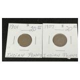 2 Indian Head Cents.