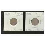 2 Indian Head Cents.