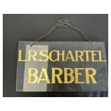 Vintage Glass & Gold Foil Barber Sign.