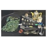 Plastic Army Men Toys, Flatware, Tea Pot.