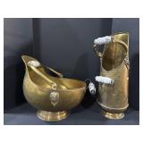 Brass Basin & Large Vase.