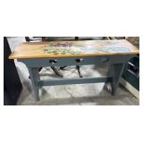 Farmhouse Style Painted Rooster Bench.