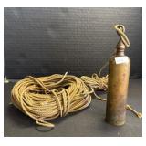 Vintage Brass Petroleum Oil Sampler & Rope Lot.