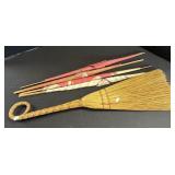 Vintage Paper Parasols & Wicker Broom.