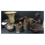 Metal Decor Vases, Copper Pitcher & Bucket.