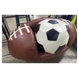 Vinyl Football Shaped Chair & Soccerball Ottoman.