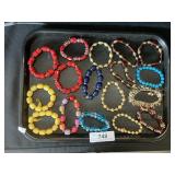 Beaded Bracelets, Coral, Glass, Turquoise Beads.