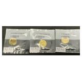 3 Gold Plated Buffalo Nickels.