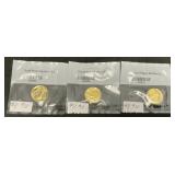 3 Gold Plated Buffalo Nickels.