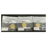 3 Gold Plated Buffalo Nickels.