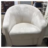 Clean, Swiveling Barrel Accent Chair.