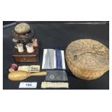 Vintage Sewing Notations, Woven Lidded Basket.