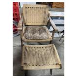 Danish Modern Woven Rope Armchair & Ottoman.